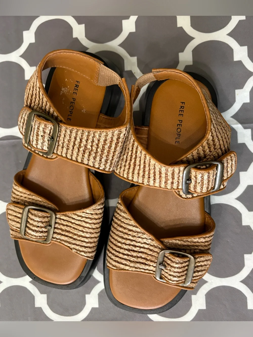 Free People Mandi Weave Raffia Platform Sandals
